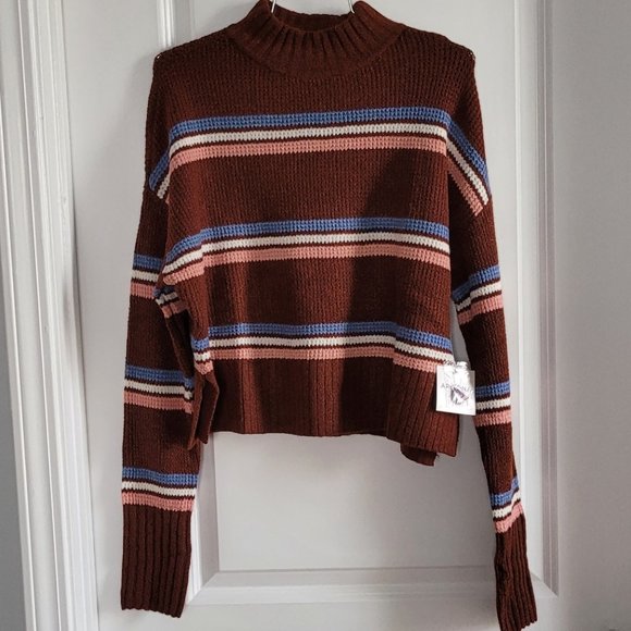 Arizona Jean Co. Rust Stripe Pullover Sweater Size Large - Picture 1 of 7